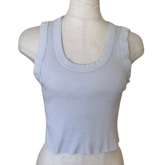 Brandy Melville Ribbed Cropped Tank Top Light Blue One Size - Picture 1 of 6